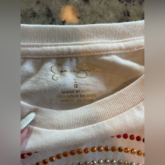 NWT Jessica Simpson Cream Tee with Colorful Smiley Design girls size 12 - Picture 4 of 5